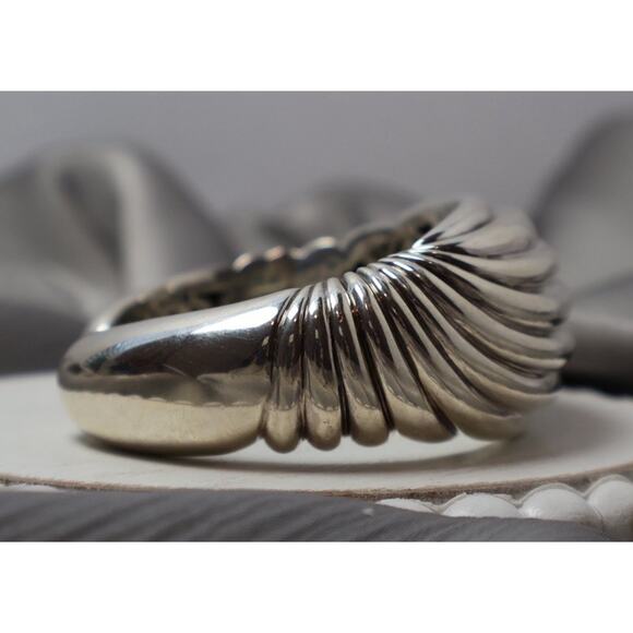 David Yurman Sterling Silver Wide Sculpted Cable Cuff Bracelet 66.7G /Sz M /26mm - Picture 5 of 6